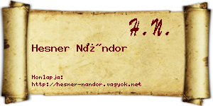 Hesner Nándor névjegykártya